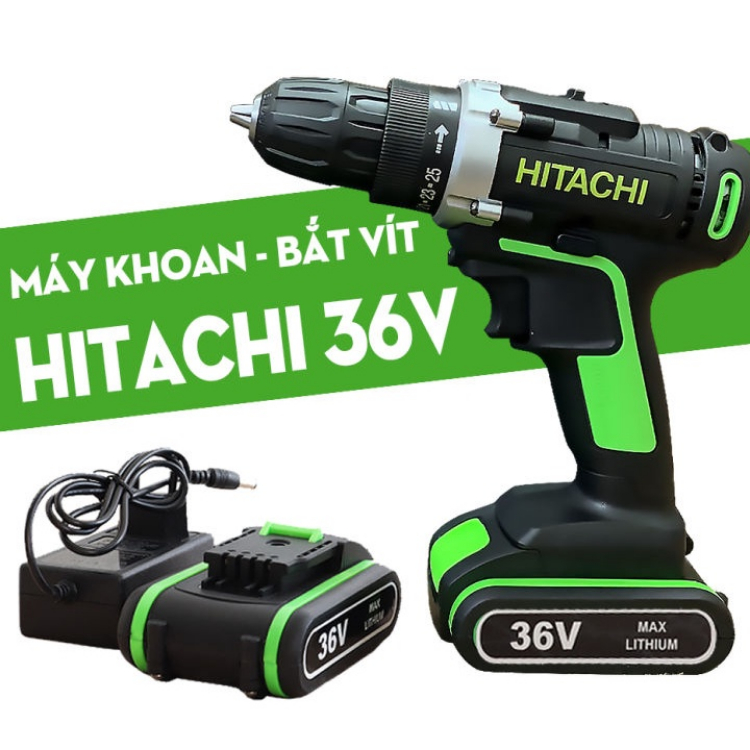 Máy Khoan Pin Hitachi 36V - Khoan Sắt, Khoan Gỗ, Bắt Vít - Máy Bắn Vít - Pin Chuẩn 5 Cell - Máy Văn Vít Cầm Tay - 2 PIN