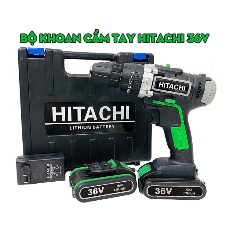 Máy Khoan Pin Hitachi 36V - Khoan Sắt, Khoan Gỗ, Bắt Vít - Máy Bắn Vít - Pin Chuẩn 5 Cell - Máy Văn Vít Cầm Tay - 2 PIN