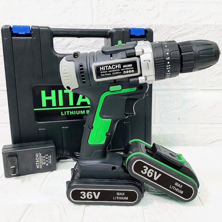 Máy Khoan Pin Hitachi 36V - Khoan Sắt, Khoan Gỗ, Bắt Vít - Máy Bắn Vít - Pin Chuẩn 5 Cell - Máy Văn Vít Cầm Tay - 2 PIN