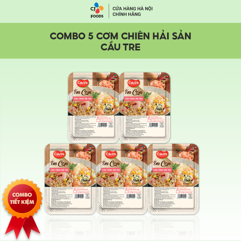 COMBO Cơm chiên Hải sản ăn liền Cầu Tre I'm Cơm - Khay 150g x 5