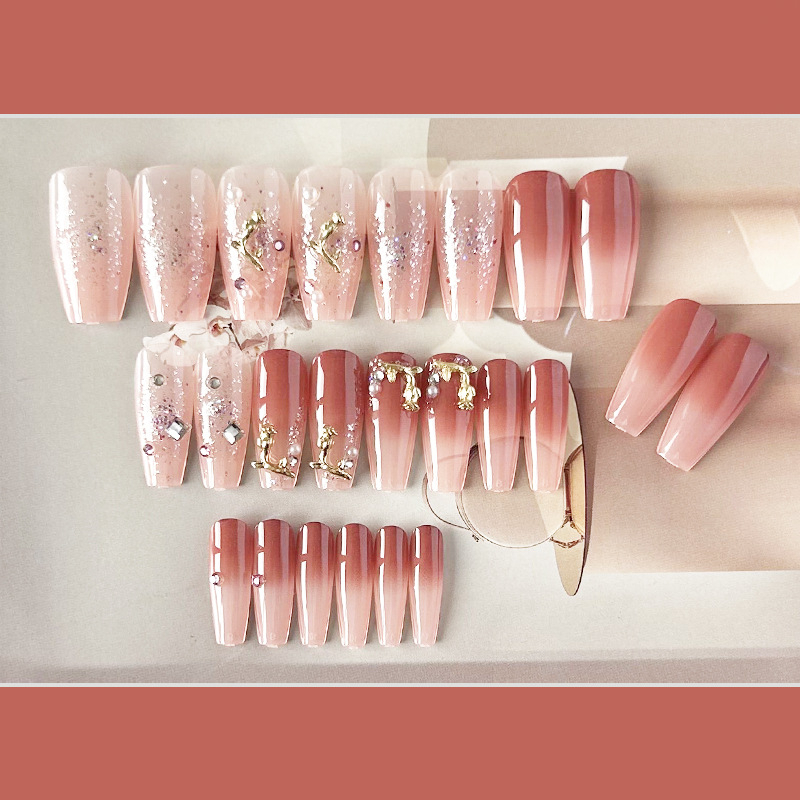 Nailbox đính đá, Móng tay giả đính đá, Bộ 24 móng giả dài nhọn, Móng giả đẹp sang, Nail xinh