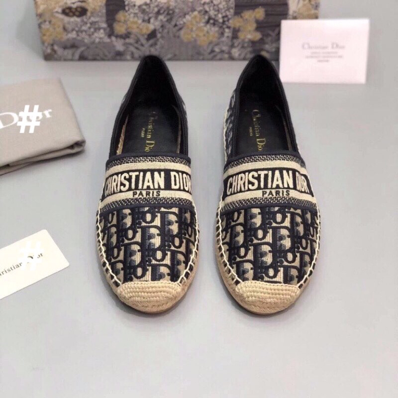 ⚡️[Hight Quality] Hàng Có Sẵn!! Giày Slipon Cói Dio Họa Tiết Thêu Monogram Cò Vạc - Hàng Loại 1 Full Box Phụ Kiện