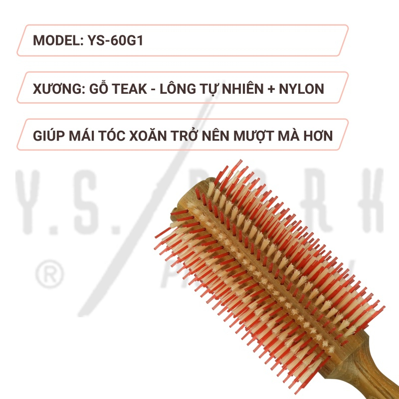 Lô sấy tóc Curl Shine Styler YS PARK lược uốn chịu nhiệt 60mm chính hãng YS-60G1