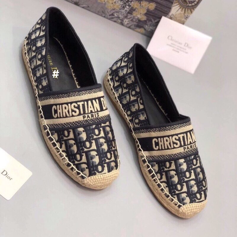 ⚡️[Hight Quality] Hàng Có Sẵn!! Giày Slipon Cói Dio Họa Tiết Thêu Monogram Cò Vạc - Hàng Loại 1 Full Box Phụ Kiện