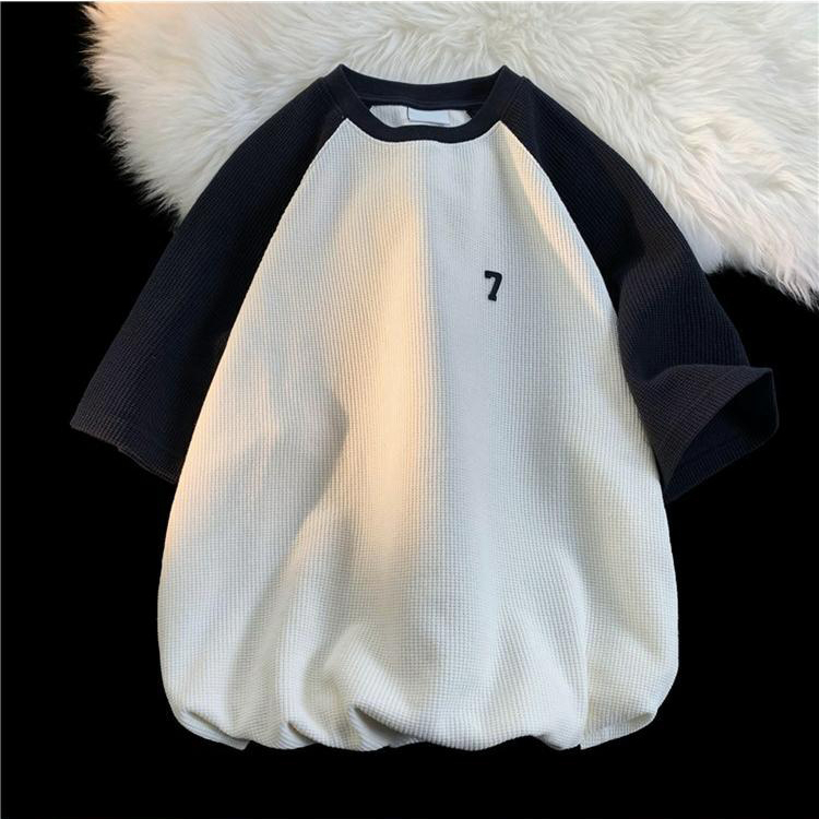 Áo phông Raglan form rộng chất vải tổ ong -Maylinh shop - Áo thun tay lỡ nam nữ đều mặc được