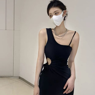 Đầm Body Chất Thun Dây Rút Eo Hở Vai 1 Bên Phong Cách Sexy Gợi Cảm Freesize D41