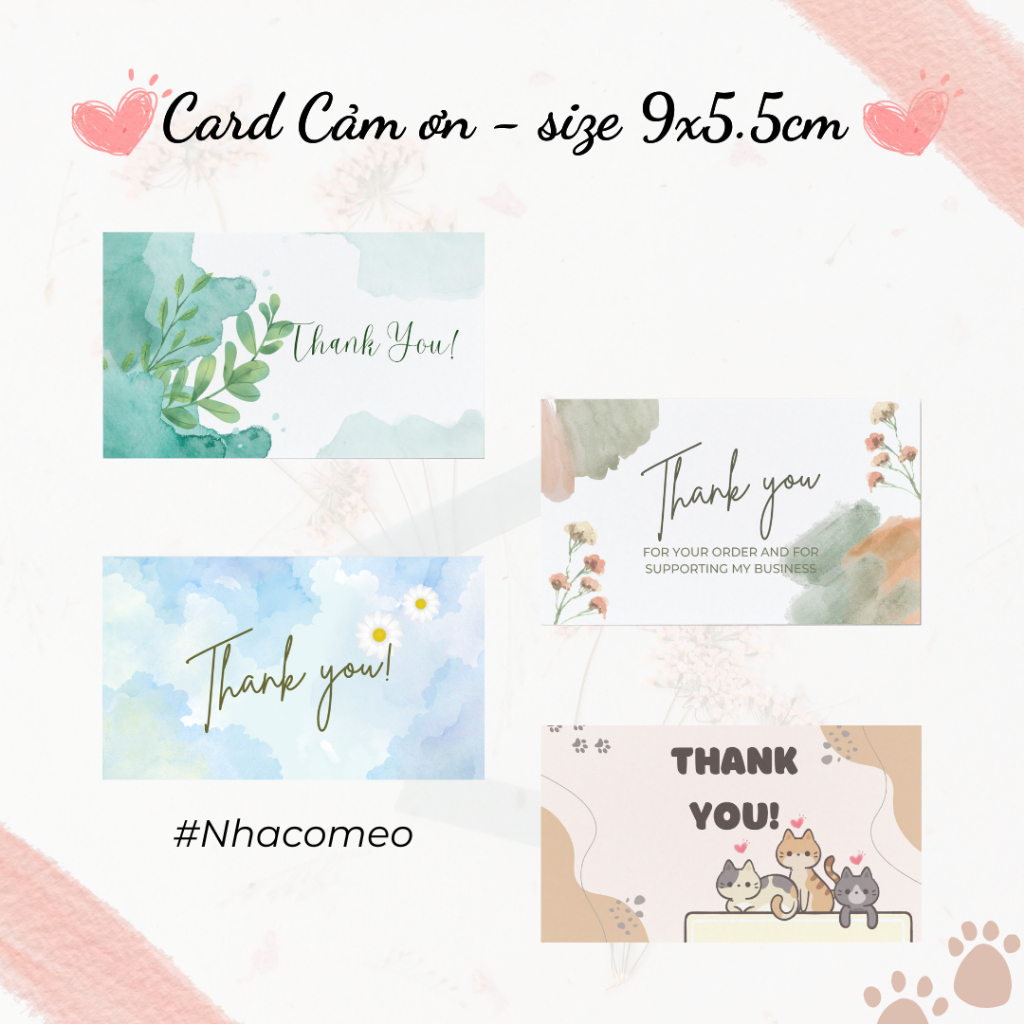Thiệp Cảm Ơn - Card Cảm Ơn Tự Thiết Kế - Size 9x5.5cm