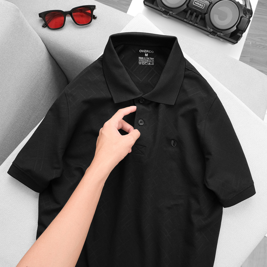 Áo Polo Nam Quare OVERCO Họa Tiết Khối Chìm Chất Vải Cotton USA Mềm Mịn Thoáng Mát Co Giãn 4 Chiều