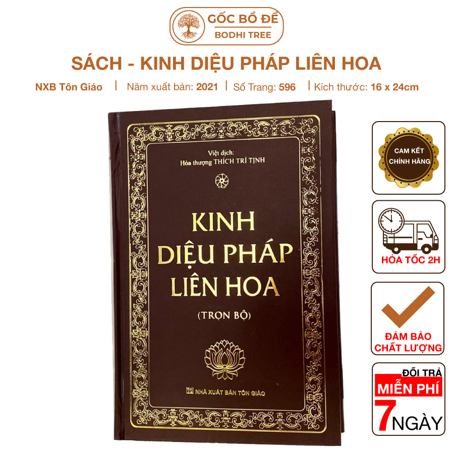 Sách - Kinh Diệu Pháp Liên Hoa, bìa cứng màu nâu
