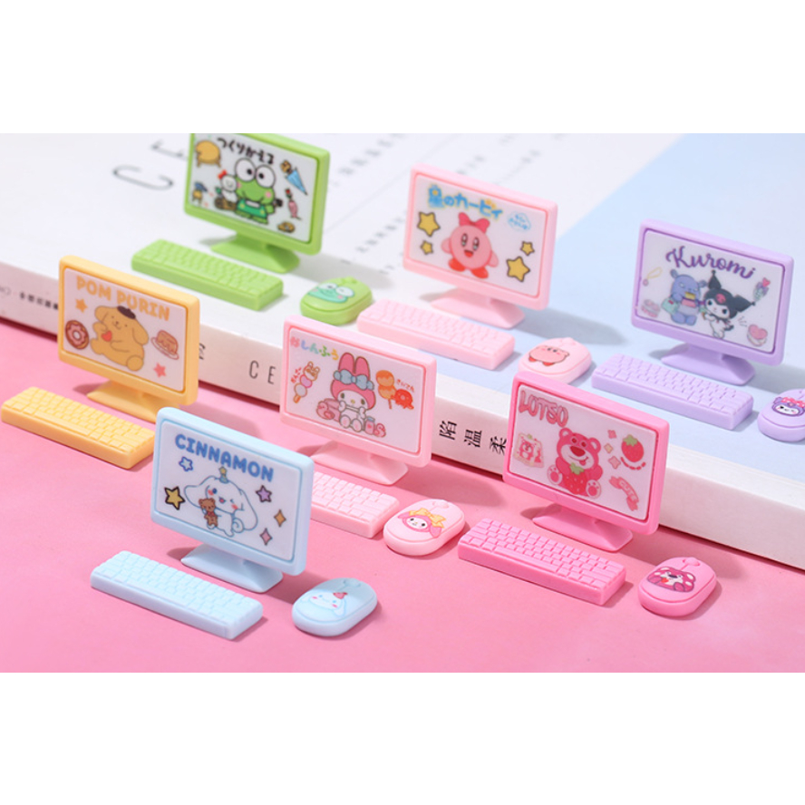 Mô hình bộ máy tính để bàn mini trang trí nhà búp bê, decor dollhouse