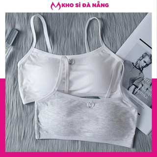 Áo lót lá áo ngực học sinh không gọng chất cotton tăm 2 dây có đệm ngực thỏ từ kho sỉ đà nẵng