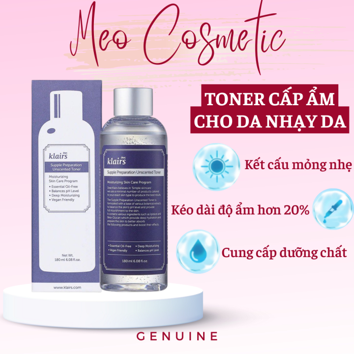 Nước Hoa Hồng Không Mùi Dear Klairs Dưỡng Ẩm Da Và Làm Mềm Da 180ml