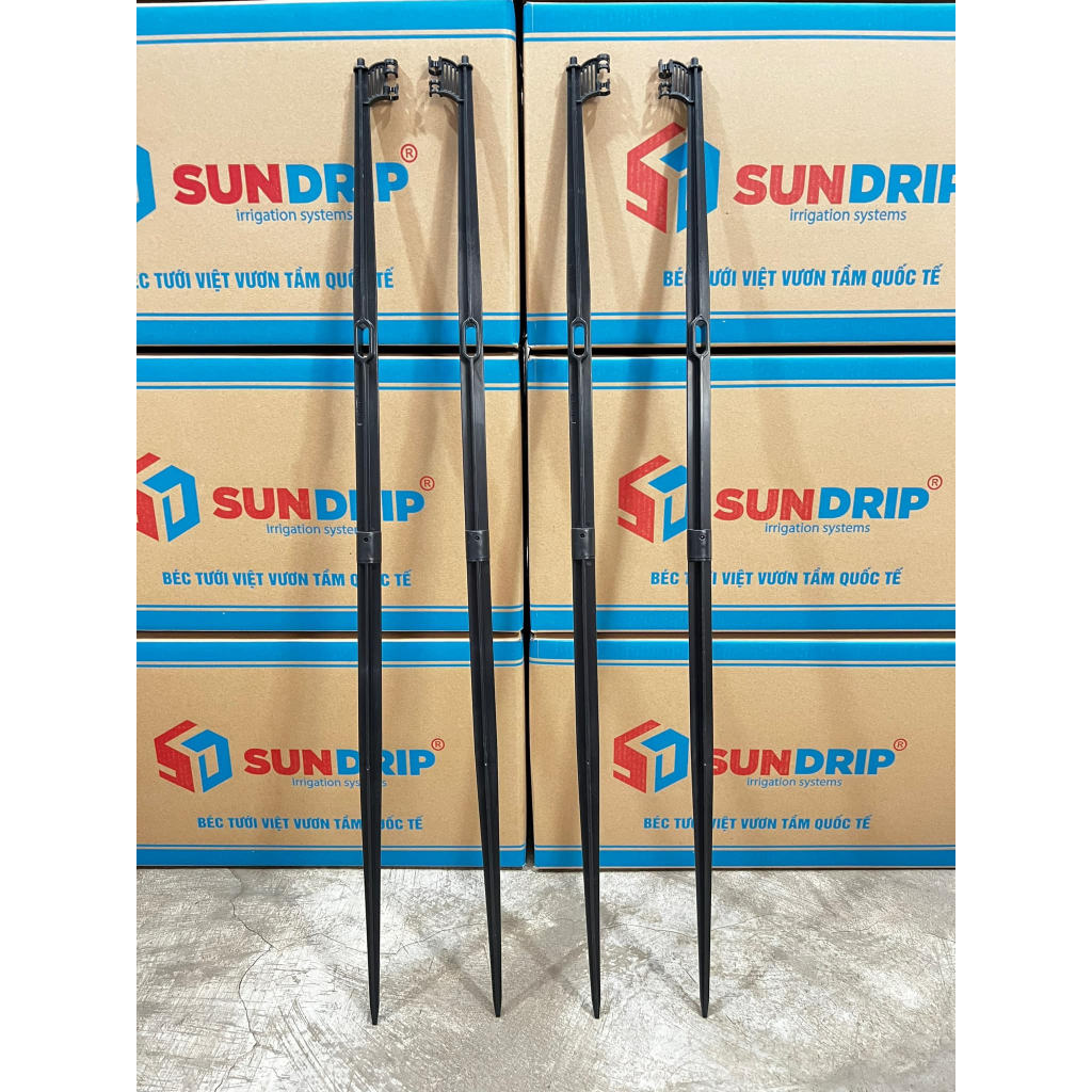 Giá sỉ - Thùng 250 Cây cắm béc tưới cao 100cm, Rãnh cài âm dương, kẹp ống LDPE5x7mm (Đen)