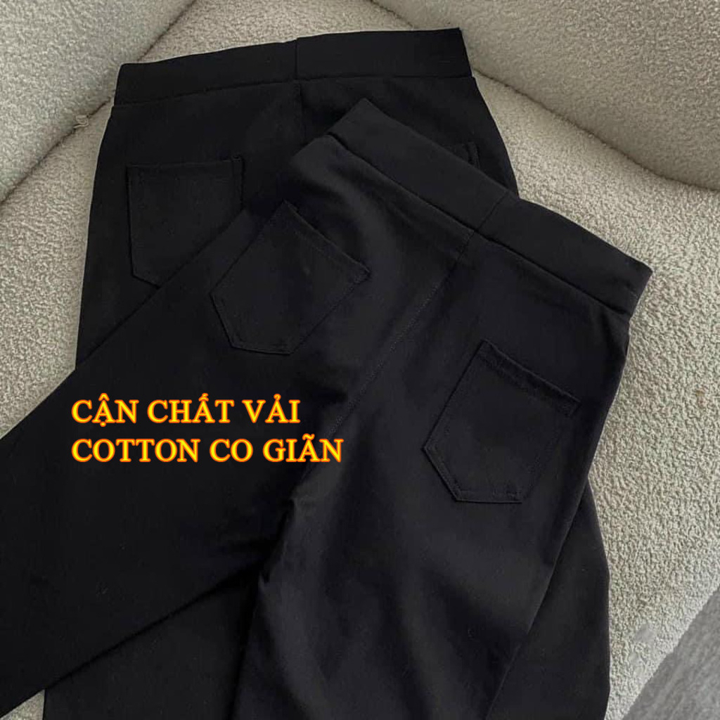 [Mã FATREND2810 giảm đến 30k tối đa 99k] Quần legging nữ dài vải cotton co giãn ôm bó có 4 túi trước sau Geleva LEG521