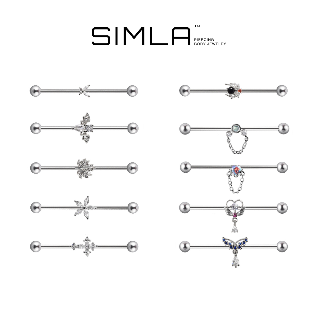 Khuyên tai Industrial Simla Body Jewelry charm hình tổng hợp thép không gỉ (chiếc) - Simla Body Jewelry