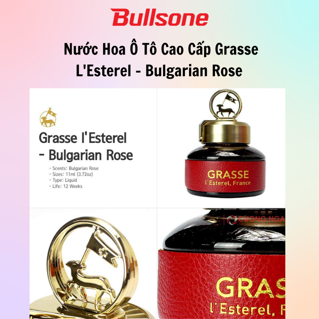 Nước Hoa Ô Tô Bullsone Grasse L'Esterel - Bulgarian Rose/Naples Blue/Aqua Wave/White Lily Musk (110ml) - Hàng chính hãng