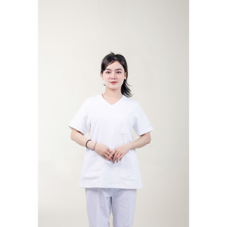 Bộ scrubs  FMF cổ tim phòng mổ, đồng phục spa, phòng khám nhiều màu vải thoáng mát thấm hút mồ hôi