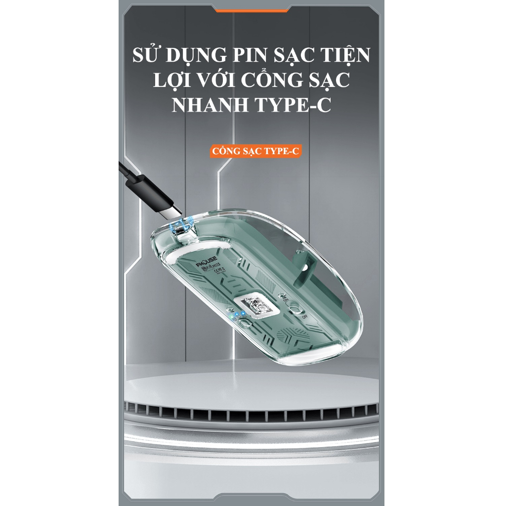Chuột không dây FMOUSE M133 kết nối Bluetooth và USB 2.4G thiết kế trong suốt độc lạ - HT