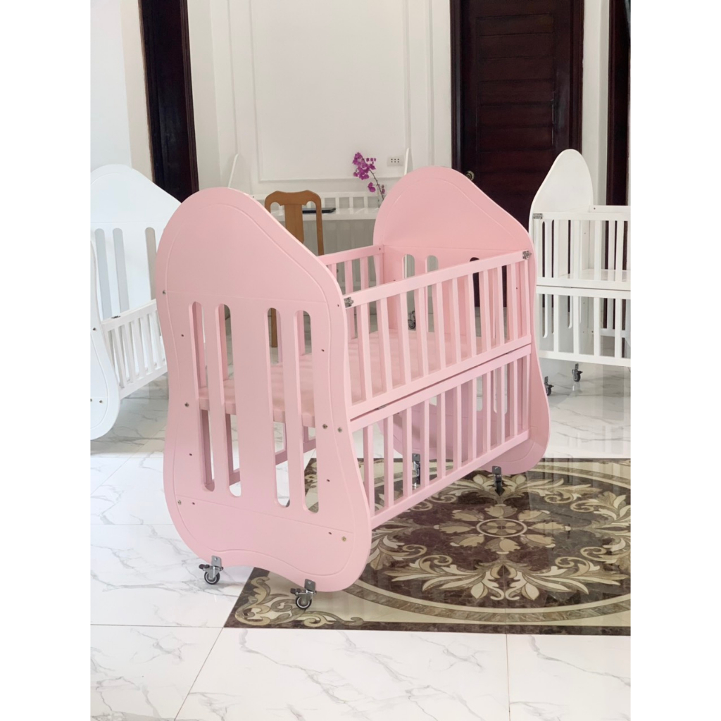 Cũi gỗ Manky Kids 3in1,  giường ngủ và bàn học cho bé khi lớn. TẶNG KÈM MÀN