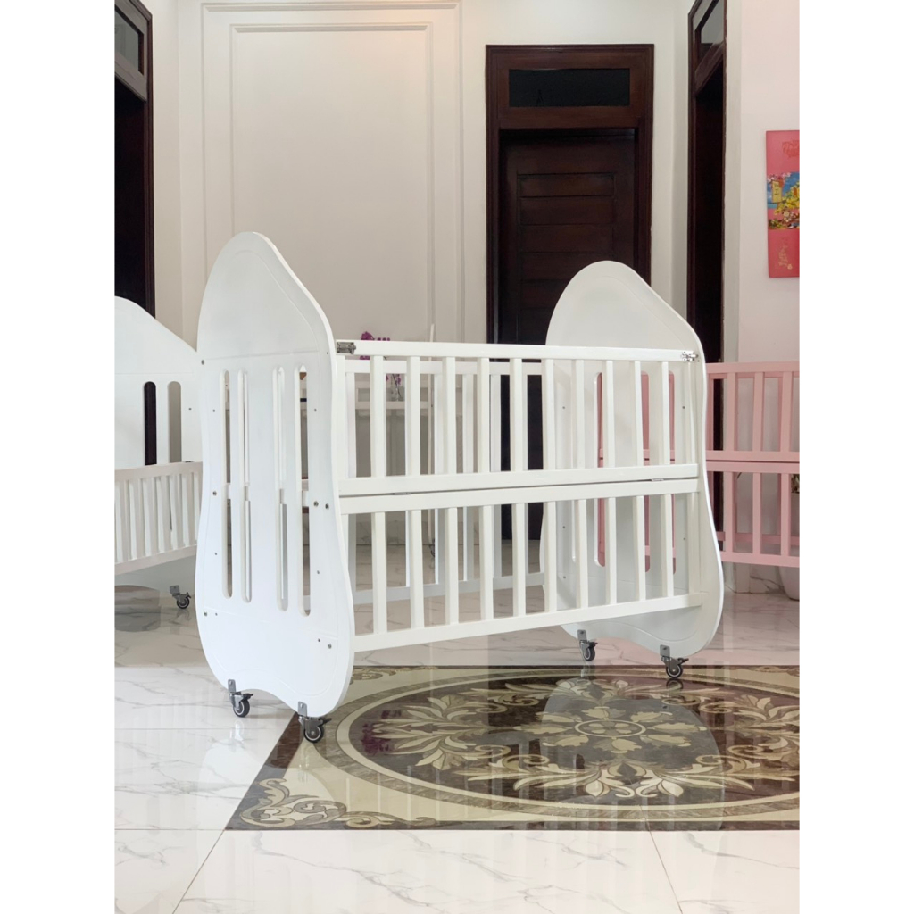 Cũi gỗ Manky Kids 3in1,  giường ngủ và bàn học cho bé khi lớn. TẶNG KÈM MÀN
