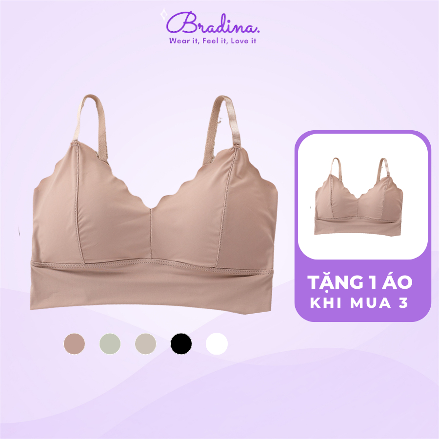 Áo ngực không gọng thun lạnh Bradina Baby Girl, mát mẻ, giúp thon gọn vòng 1, đệm mỏng ALKG9