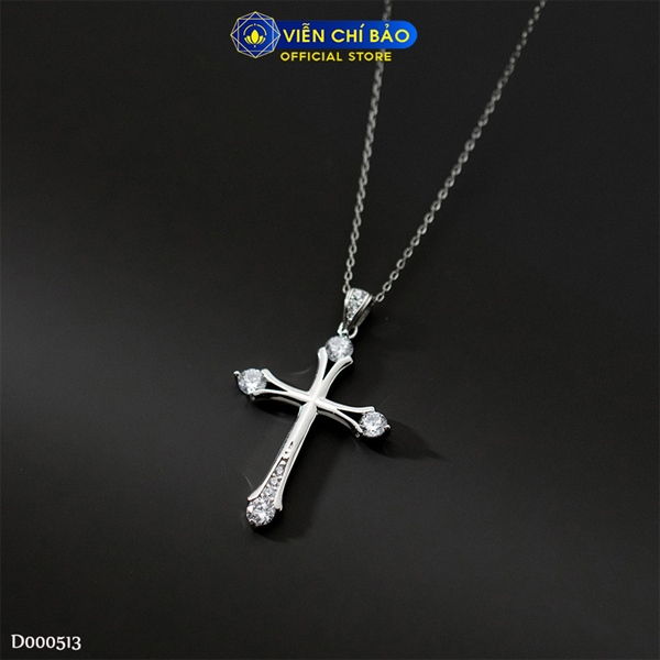 Dây chuyền bạc nữ mặt thập giá đính đá chất liệu bạc Ý 925 thời trang phụ kiện trang sức Viễn Chí Bảo D000513