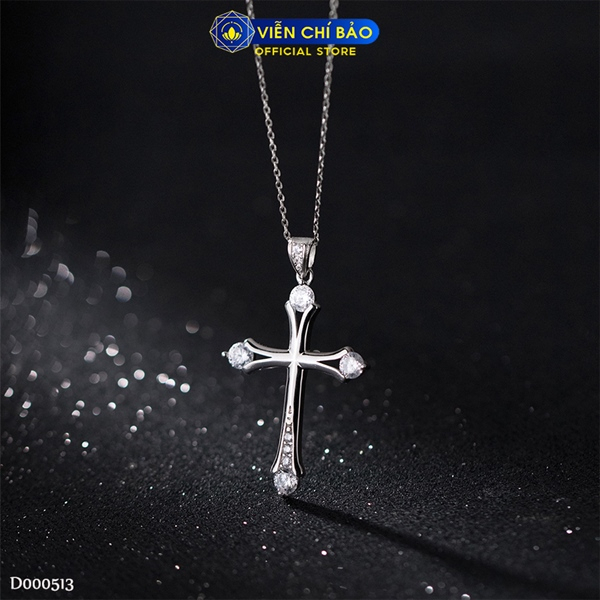 Dây chuyền bạc nữ mặt thập giá đính đá chất liệu bạc Ý 925 thời trang phụ kiện trang sức Viễn Chí Bảo D000513