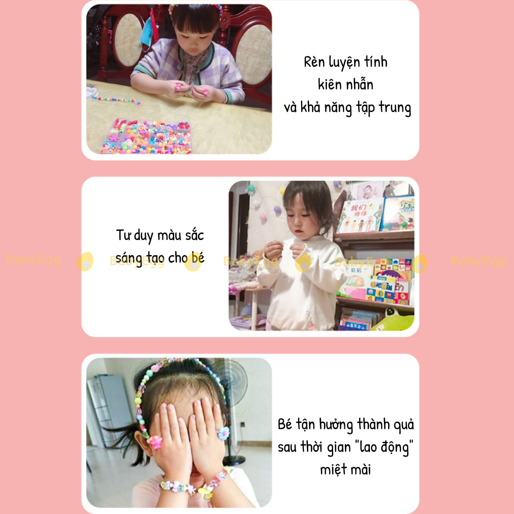 Bộ xâu hạt vòng tay vòng cổ cho bé nhiều chi tiết sáng tạo Đồ chơi thủ công, hộp quà cho bé 3 4 5 6 tuổi Babbyegg