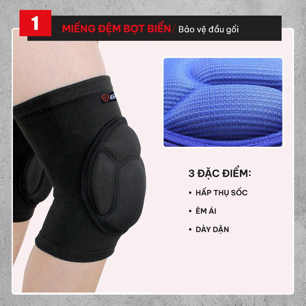 Bó gối thể thao chính hãng GoodFit GF524K có đệm đầu gối, co giãn đa chiều