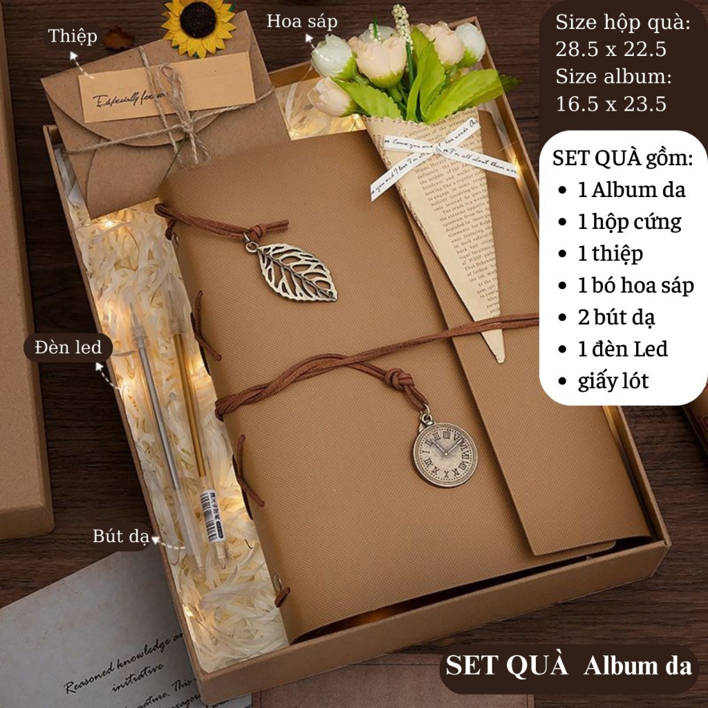 Set quà Album ảnh bìa da ý nghĩa phong cách Vintage