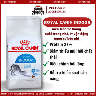 Thức ăn hạt Royal Canin Indoor 27 cho mèo trên 12 tháng, ít vận động - Thức ăn hạt cao cấp cho mèo - Zimpet