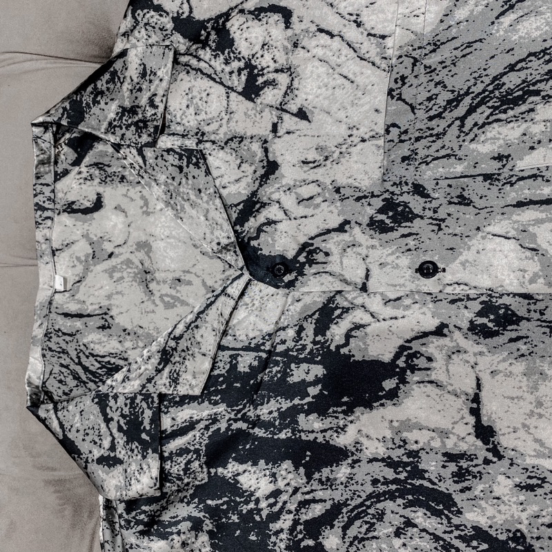 Sơ mi Cuban Shirt - Áo sơ mi lụa hàn hạo tiết vân đá mềm mịn