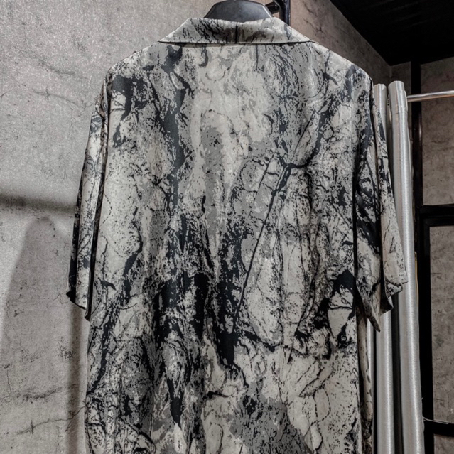 Sơ mi Cuban Shirt - Áo sơ mi lụa hàn hạo tiết vân đá mềm mịn