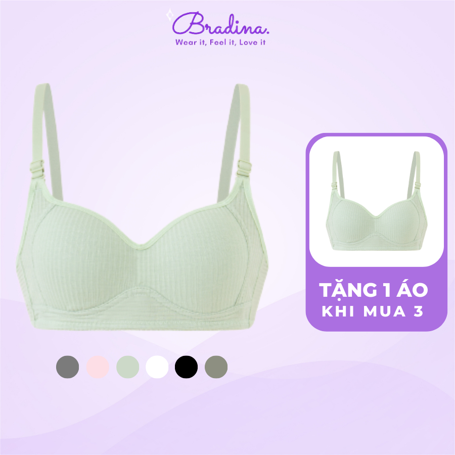 Áo ngực không gọng mút mỏng Bradina Korean Style, gom ngực, cotton mềm cho nữ ALKG6