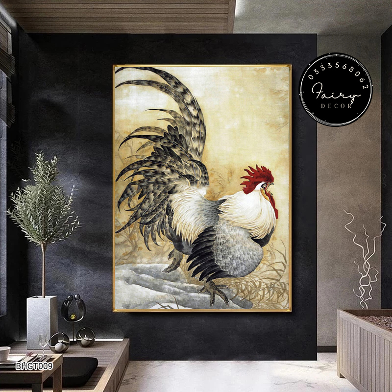 (Có ẢNH THẬT) Tranh Treo Tường canvas, Gà Trống phong thủy,tranh decor phòng khách,phòng thờ đẹp⚡FREE SHIP⚡giá rẻ