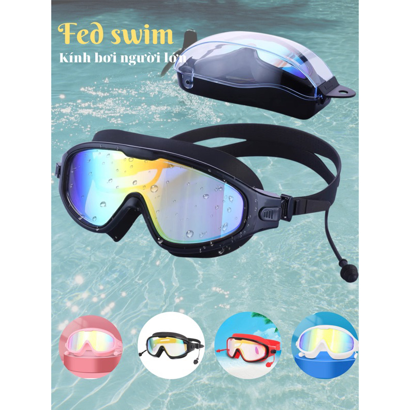 Kính bơi người lớn Coosa 820 thiết kế Panorama, không gọng, chống sương, chống tia UV. TK Sport.