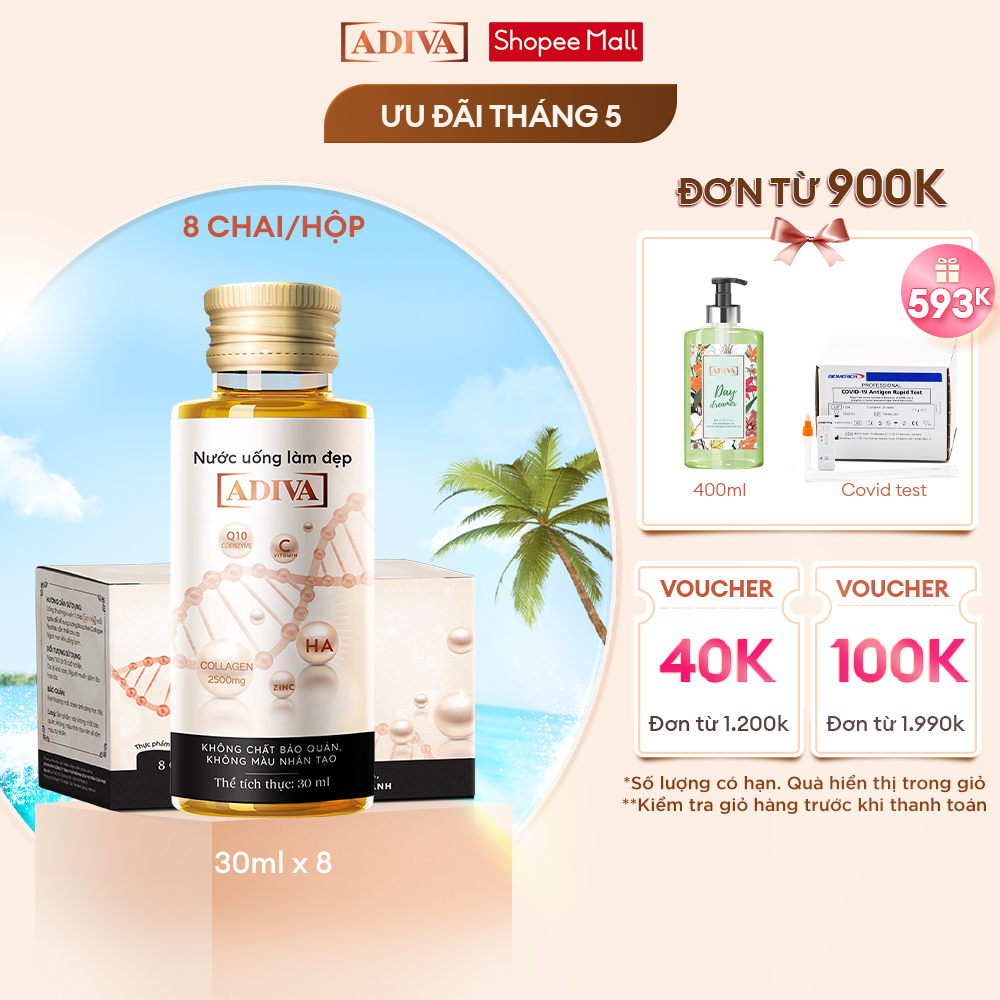 Nước Uống Làm Đẹp Collagen ADIVA (8 Chai/Hộp)
