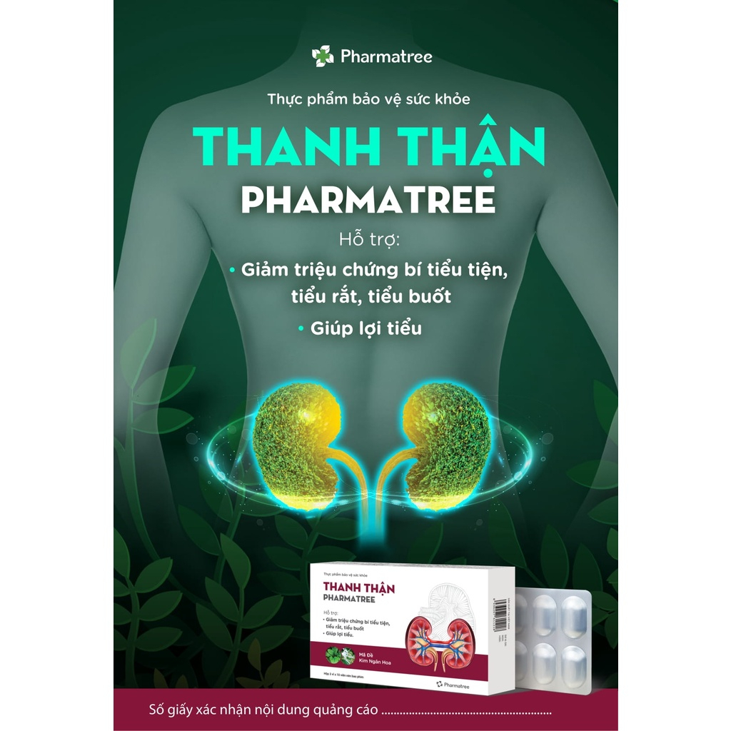 ThanhThận Pharmatree hộp 30 viên giảm uống tiểu đêm, tiểu buốt, tiểu nhiều lần,nguy cơ hình thành sỏi thận