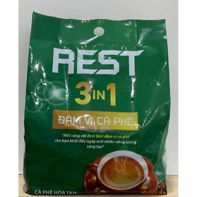 Túi 50 gói_ Cà phê sữa REST 3IN1 Đậm vị cà phê_ Thơm ngon👉 uống là ghiền nha 👌👍