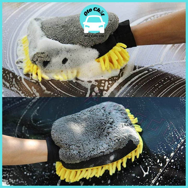 Găng Tay 2 Mặt Rửa Xe Sợi Microfiber Lau Rửa Ô Tô, Xe Máy.Bao Tay Lau Rửa Xe 2 Mặt Chuyên Dụng By Chất