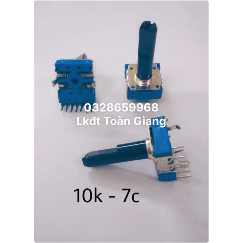 Combo 10 Chiết áp vuông xanh 7chân - 1hàng loại cán vát