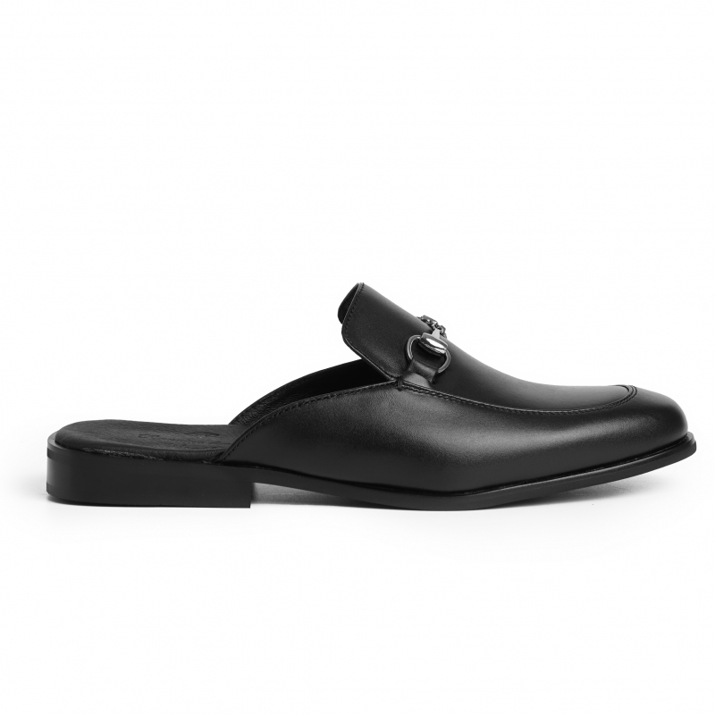 Giày sục nam da bò Horsebit màu đen họa tiết trơn đơn giản, thanh lịch, thoáng mát cho mùa hè Ftt Leather mã F5727