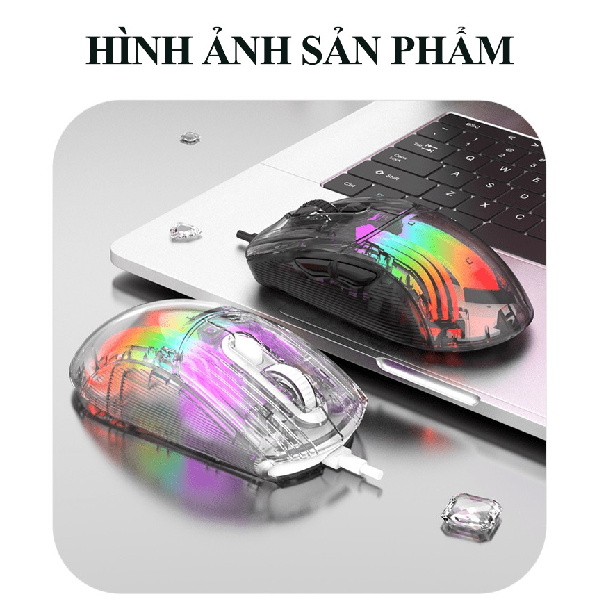 Chuột chơi game có dây XUNFOX XYH10 thiết kế trong suốt với đèn led RGB - HT