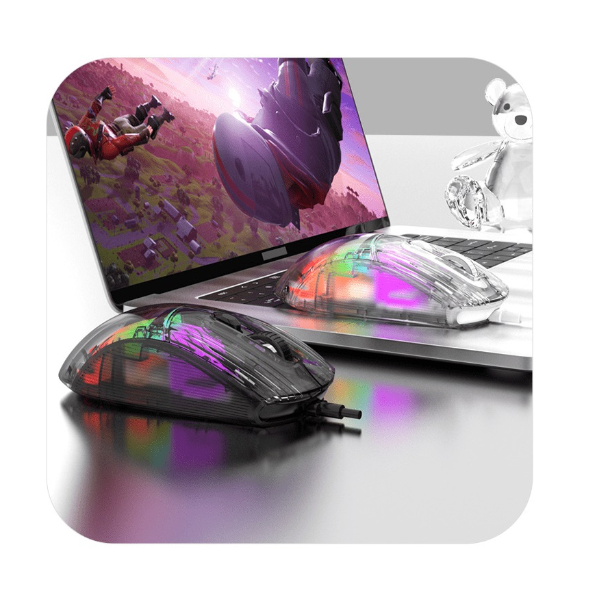 Chuột chơi game có dây XUNFOX XYH10 thiết kế trong suốt với đèn led RGB - HT