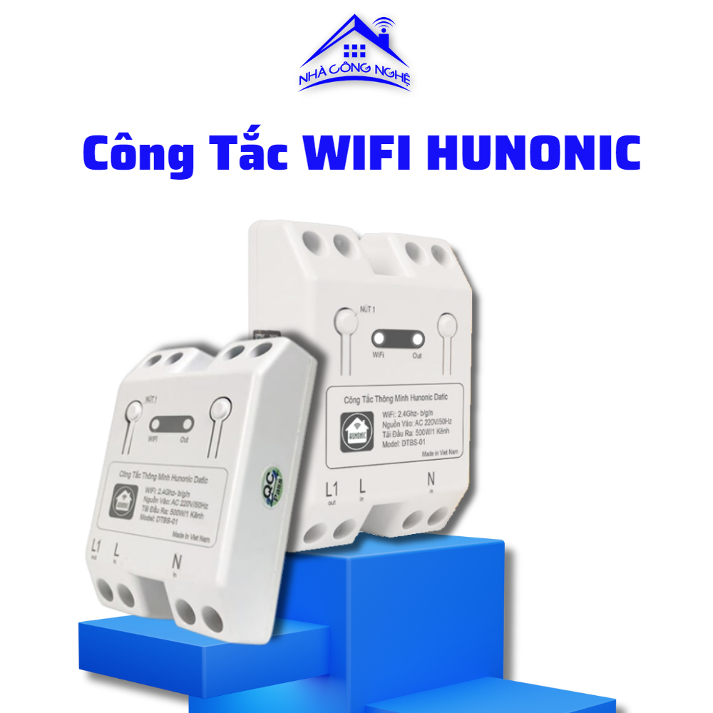 Công Tắc Thông Minh WIFI HUNONIC DATIC - Điều Khiển Từ Xa, Hẹn Giờ Thiết Bị, Dễ Dàng Lắp Đặt