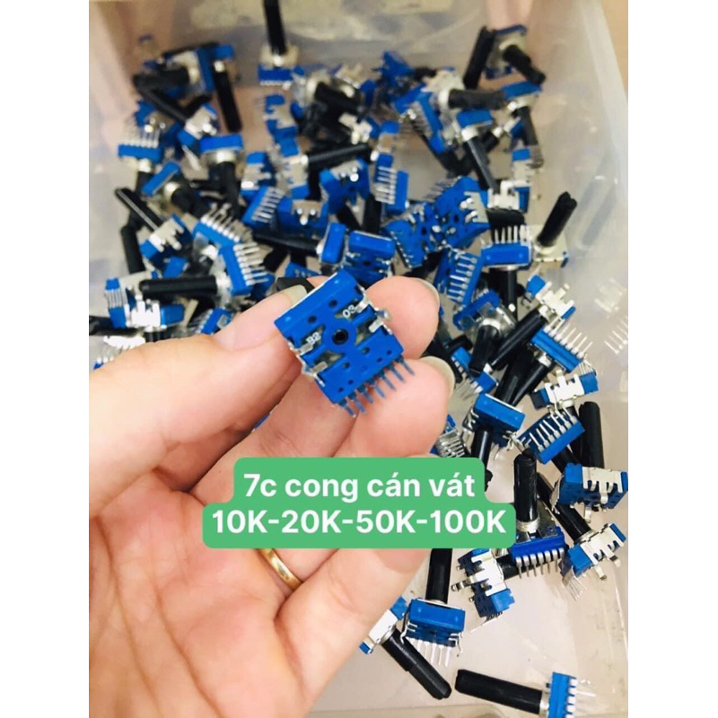 Combo 10 Chiết áp vuông xanh 7chân - 1hàng loại cán vát