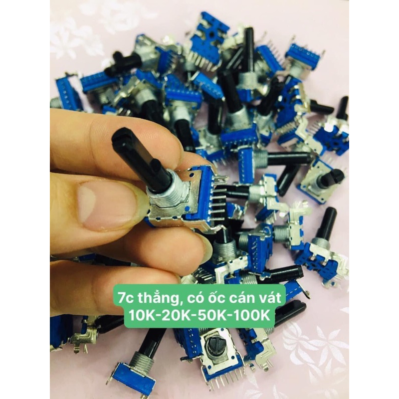 Combo 10 Chiết áp vuông xanh 7chân - 1hàng loại cán vát