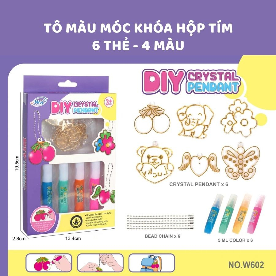 Bộ Làm Móc Khóa 4D Vòng Tay Vòng Cổ Cho Bé Tự Tô Màu