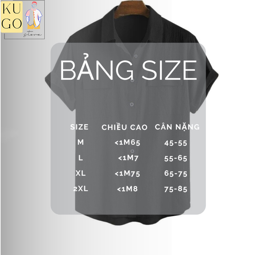Áo sơ mi ngắn tay nam túi hộp chất liệu đũi xước thời trang KUGO STORE