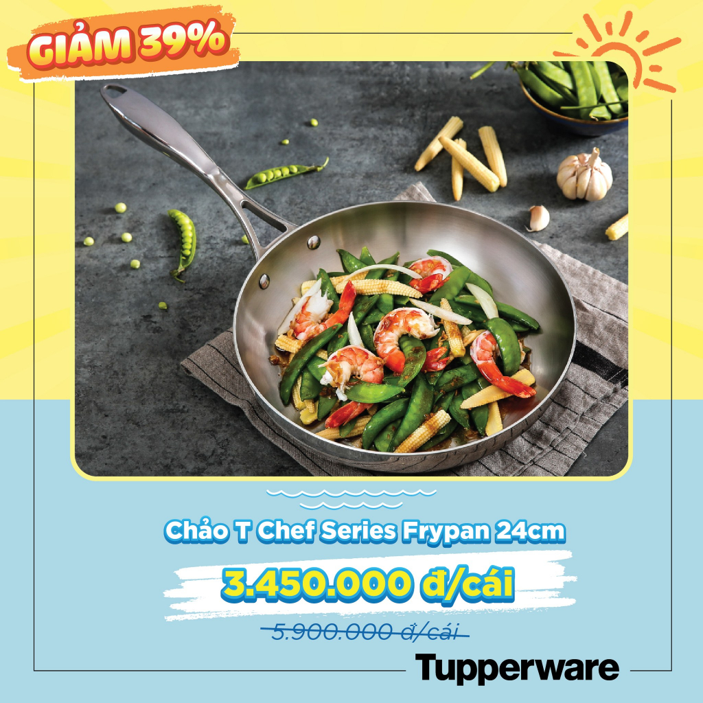 Chảo Tupperware T Chef Series Frypan 24cm (nắp kính)